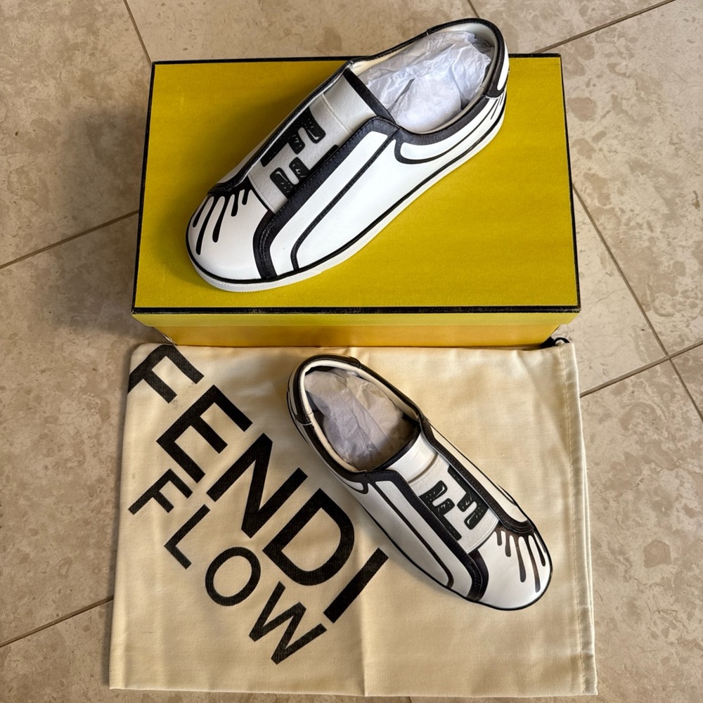 Fendi White and Black Athletic Shoes